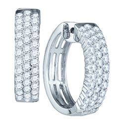 1.80CT Diamond Hoops 10KT Earrings White Gold