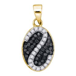 0.25CTW White and Black Diamond Micro-Pave 10KT Pendant Yellow Gold