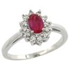 Image 1 : Natural 0.82 ctw Ruby & Diamond Engagement Ring 14K White Gold - SC-CW414103-REF#48M5H