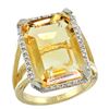 Image 1 : Natural 13.72 ctw Citrine & Diamond Engagement Ring 10K Yellow Gold - SC-CY909140-REF#65N2G