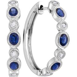 0.20CT Diamond and 1.30CT Sapphire Anniversary 18KT Earrings White Gold