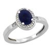 Image 1 : Natural 0.83 ctw Lapis & Diamond Engagement Ring 14K White Gold - SC-CW446150-REF#30M2H