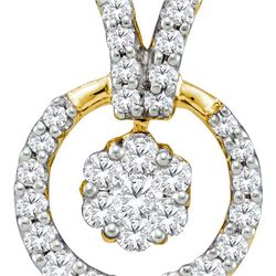 0.50CT Diamond Flower 14KT Pendant Yellow Gold