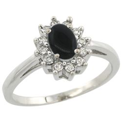 Natural 0.67 ctw Onyx & Diamond Engagement Ring 14K White Gold - SC-CW417103-REF#47Y7X