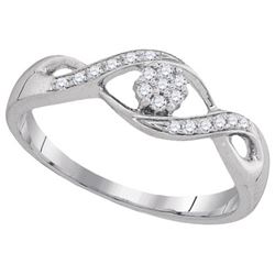 0.10CT Diamond Flower 10KT Ring White Gold