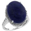 Image 1 : Natural 9.49 ctw Lapis & Diamond Engagement Ring 10K White Gold - SC-CW946108-REF#42M9H