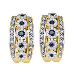 0.75CTW White and Black Diamond Anniversary 10KT Earrings Yellow Gold - GD62313