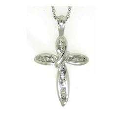 0.25CT Diamond Cross 10KT Pendant White Gold - GD15550