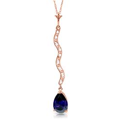 1.79 ctw Sapphire & Diamond Necklace Jewelry 14KT Rose Gold - GG#2800