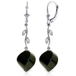 31.02 ctw Black Spinel & Diamond Earrings Jewelry 14KT White Gold - GG#4732