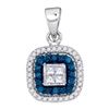 0.33CTW White and Blue Diamond Micro-Pave 10KT Pendant White Gold - GD88619