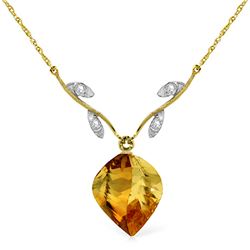 11.77 ctw Citrine & Diamond Necklace Jewelry 14KT Yellow Gold - GG#4703