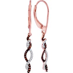 0.20CTW White and Champagne Diamond Anniversary 10KT Earrings Rose Gold - GD102274