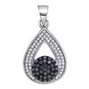 0.33CTW White and Black Diamond Micro-Pave 10KT Pendant White Gold - GD88805