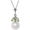 2.2 ctw Pearl & Peridot Necklace Jewelry 14KT White Gold - GG#2495