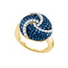 1.50CTW White and Blue Diamond Anniversary 10KT Ring Yellow Gold - GD72960