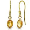 1 ctw Citrine Earrings Jewelry 14KT Yellow Gold - GG#3877