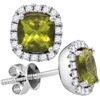 Image 1 : 0.25CT Diamond and 0.75CT Peridot Anniversary 14KT Earrings White Gold - GD105037