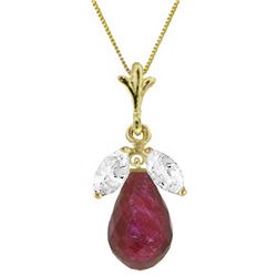 9.3 ctw Ruby & White Topaz Necklace Jewelry 14KT Yellow Gold - GG#3404