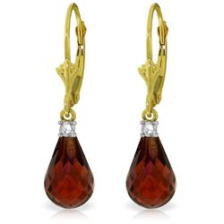 4.6 ctw Garnet & Diamond Earrings Jewelry 14KT Yellow Gold - GG#3011