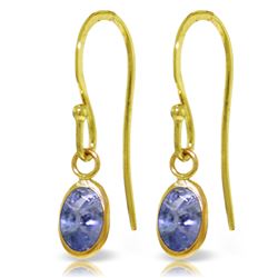 1 ctw Tanzanite Earrings Jewelry 14KT Yellow Gold - GG#4633
