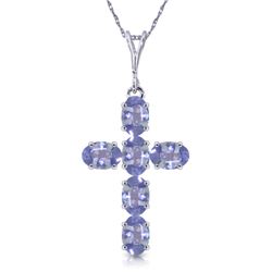 1.50 ctw Tanzanite Necklace Jewelry 14KT White Gold - GG#3779