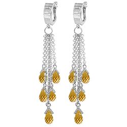 7.3 ctw Citrine Earrings Jewelry 14KT White Gold - GG#1381