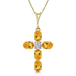 1.88 ctw Citrine & Diamond Necklace Jewelry 14KT Yellow Gold - GG#1775