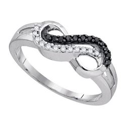 0.02CTW White and Black Diamond Infinity 10KT Ring White Gold - GD91063