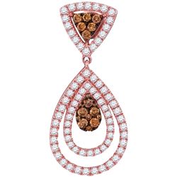 2.50CTW White and Champagne Diamond Anniversary 14KT Earrings Rose Gold - GD98666
