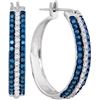 Image 1 : 1.0CTW White and Blue Diamond Hoops 10KT Earrings White Gold - GD93940