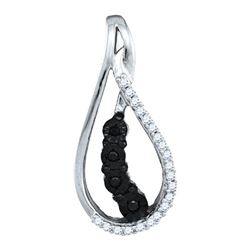 0.10CTW White and Black Diamond Anniversary 10KT Pendant White Gold - GD90038