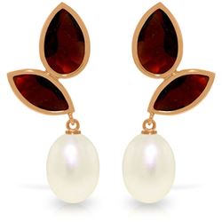 16 ctw Pearl, Garnet & Garnet Earrings Jewelry 14KT Rose Gold - GG#3464