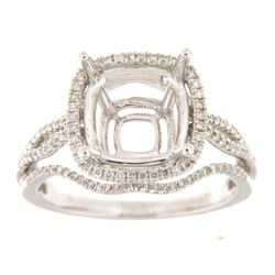 Genuine 14K White Gold 0.47CTW Diamond Semi Mount Ring - REF-84W4G