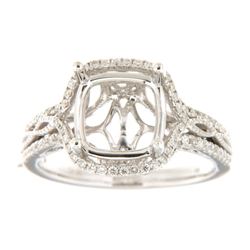 Genuine 14K White Gold 0.45CTW Diamond Semi Mount Ring - REF-74G5M