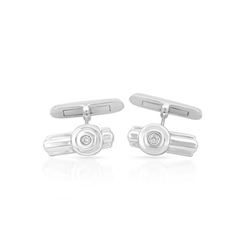 Genuine 0.1 TCW 14K White Gold Ladies Cuff Links - REF-70M7F