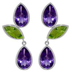 13.6 ctw Amethyst & Peridot Earrings Jewelry 14KT White Gold