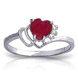 1.02 ctw Ruby & Diamond Ring Jewelry 14KT White Gold