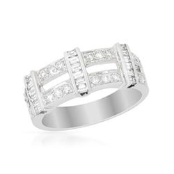 Genuine 0.67 TCW 14K White Gold Ladies Band Ring - REF-90M4F