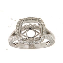 Genuine 14K White Gold 0.29CTW Diamond Semi Mount Ring - REF-66H8W