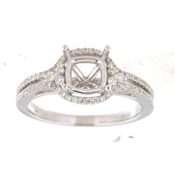 Genuine 14K White Gold 0.37CTW Diamond Semi Mount Ring - REF-62K8R