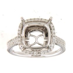 Genuine 14K White Gold 0.41CTW Diamond Semi Mount Ring - REF-76F7N