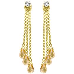 7.38 ctw Citrine & Diamond Earrings Jewelry 14KT Yellow Gold