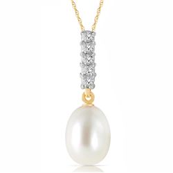 4.08 ctw Pearl & Diamond Necklace Jewelry 14KT Yellow Gold