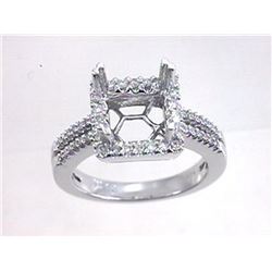 Genuine 14K White Gold 0.38CTW Diamond Semi Mount Ring - REF-68X9Y