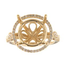 Genuine 14K Yellow Gold 0.4CTW Diamond Semi Mount Ring - REF-79G7M