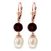Image 1 : 11.10 ctw Pearl & Garnet Earrings Jewelry 14KT Rose Gold