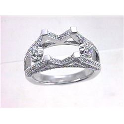 Genuine 18K White Gold 0.92CTW Diamond Semi Mount Ring - REF-152W3G