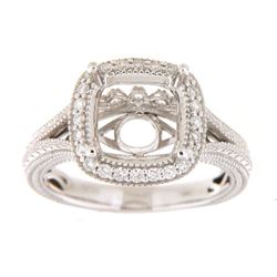 Genuine 14K White Gold 0.26CTW Diamond Semi Mount Ring - REF-59A6X