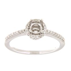 Genuine 14K White Gold 0.18CTW Diamond Semi Mount Ring - REF-40M2F